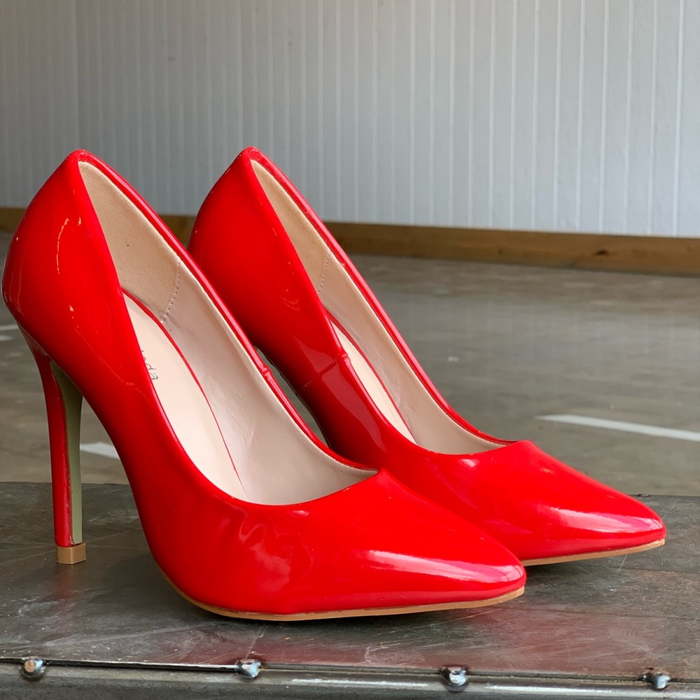 Faux Patent Leather Heels